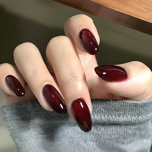Burgundy Red Nails