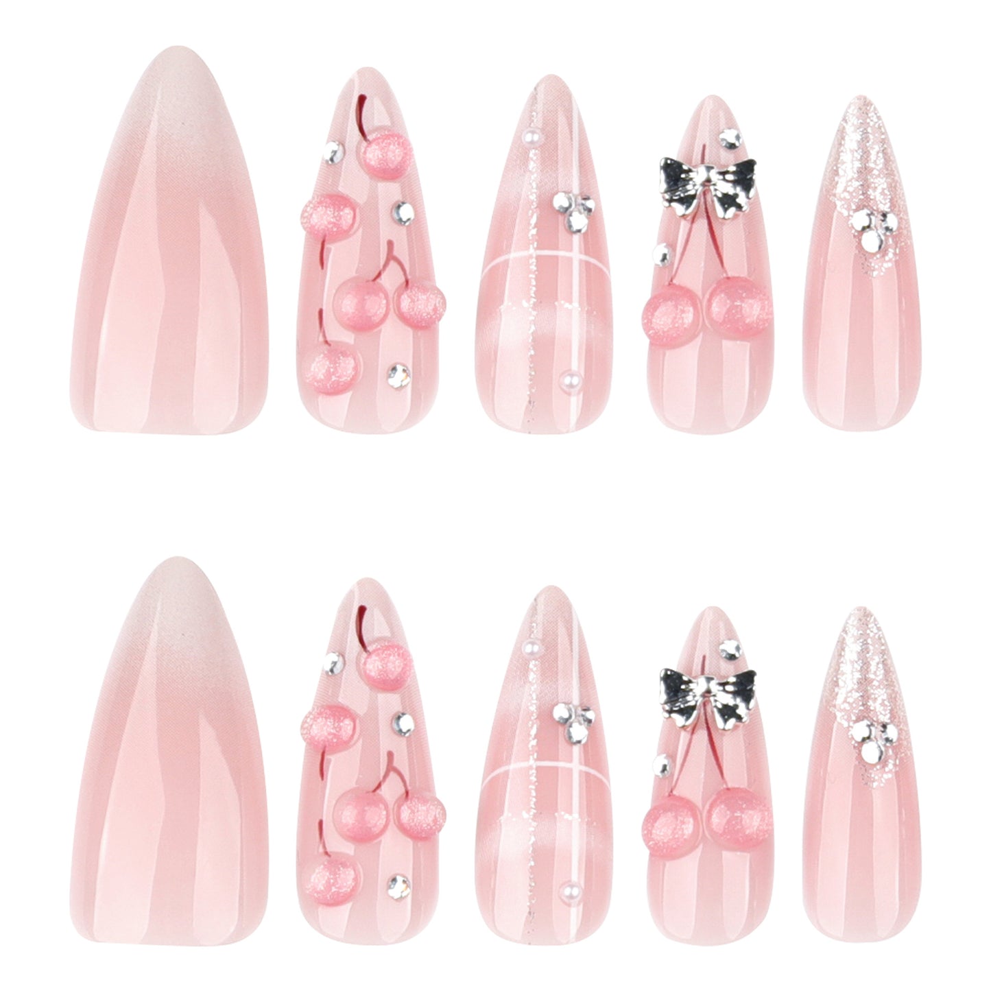 3D Pink Cherry Nails
