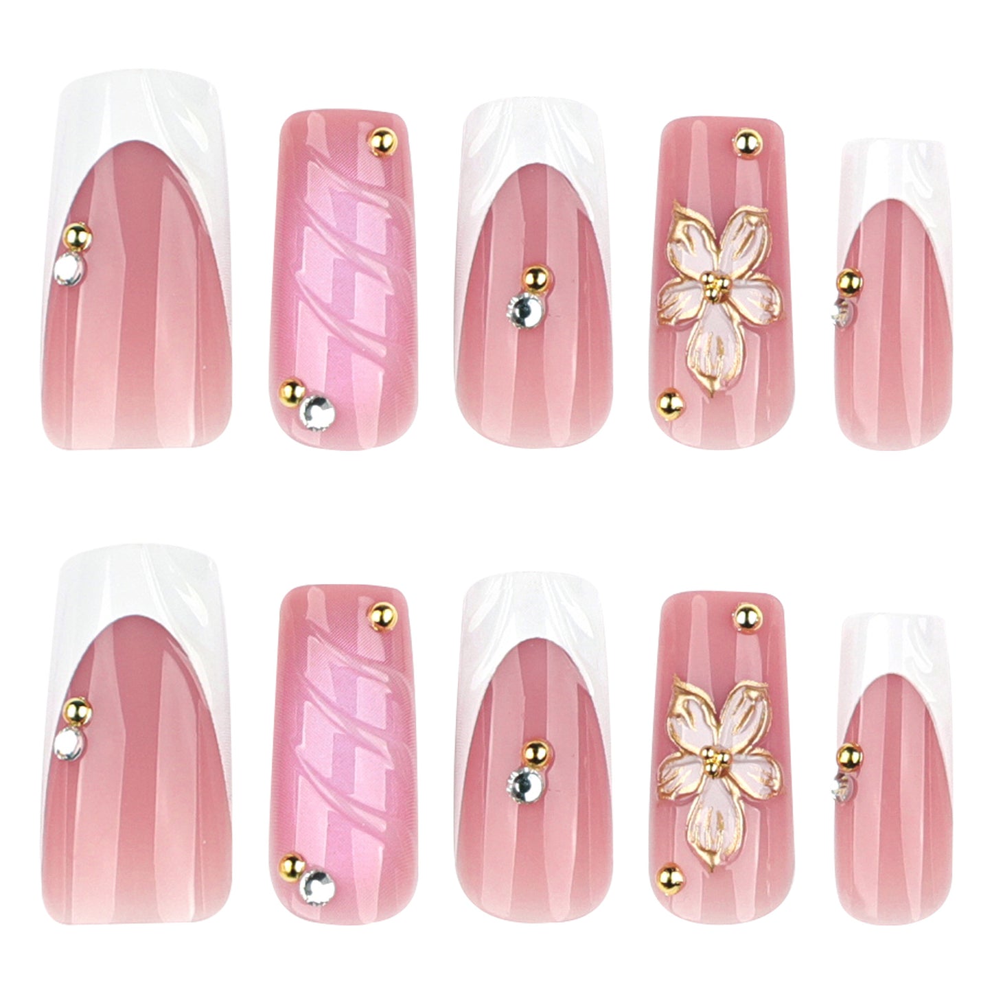 Gold Flowers Nails