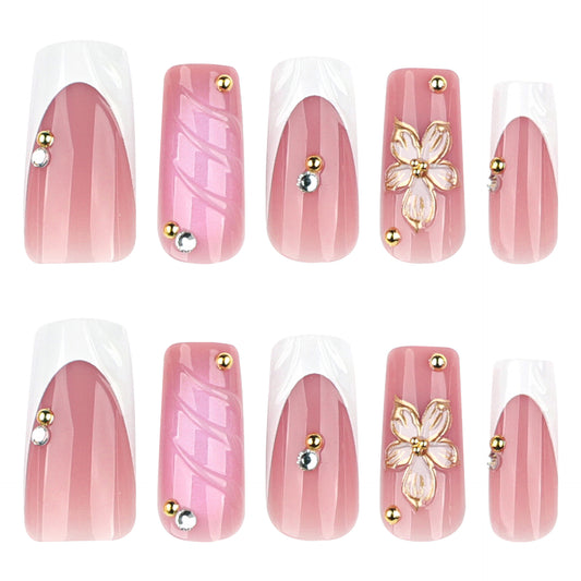 Gold Flowers Nails